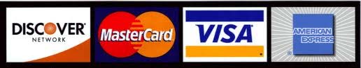 Visa, Master Card, Discover, American Express Credit Cards Accepted